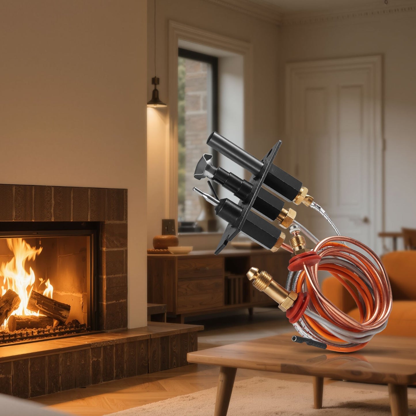 Gaspilotenhet, OE 485-510A, 4021-736, 2103-010 Eldstadsgaspilotenhetssats, utbyte mot naturgaständning, kompatibel med Quadra-Fire, Heat &amp; Glo, värmeelementmodeller, svart