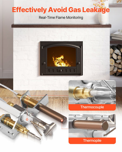 Gaspilotenhet, OE 4021-732, 25660 Gaspilotenhet för eldstad, utbyte av naturgaständning med pilotrör, termoelement, termostapel, ledningar, kompatibel med värmeelementmodeller