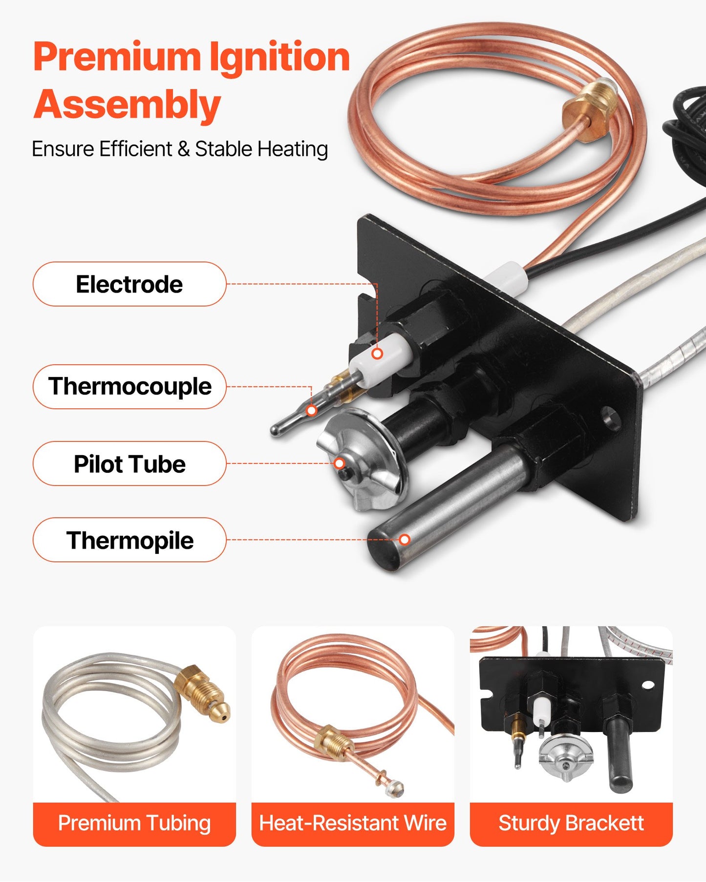 Gaspilotenhet, OE 10002265, 10002264, SRV10002264 Gaspilotenhet för eldstad, utbyte av tändning för naturgas och gasol, passar Majestic, Vermont Castings, Temco, Dutchwest, Monessen, Century