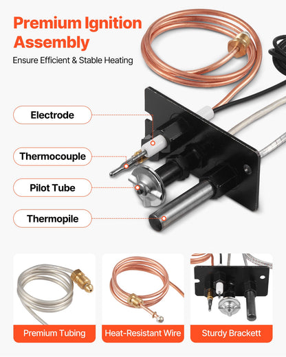Gaspilotenhet, OE 10002265, 10002264, SRV10002264 Gaspilotenhet för eldstad, utbyte av tändning för naturgas och gasol, passar Majestic, Vermont Castings, Temco, Dutchwest, Monessen, Century