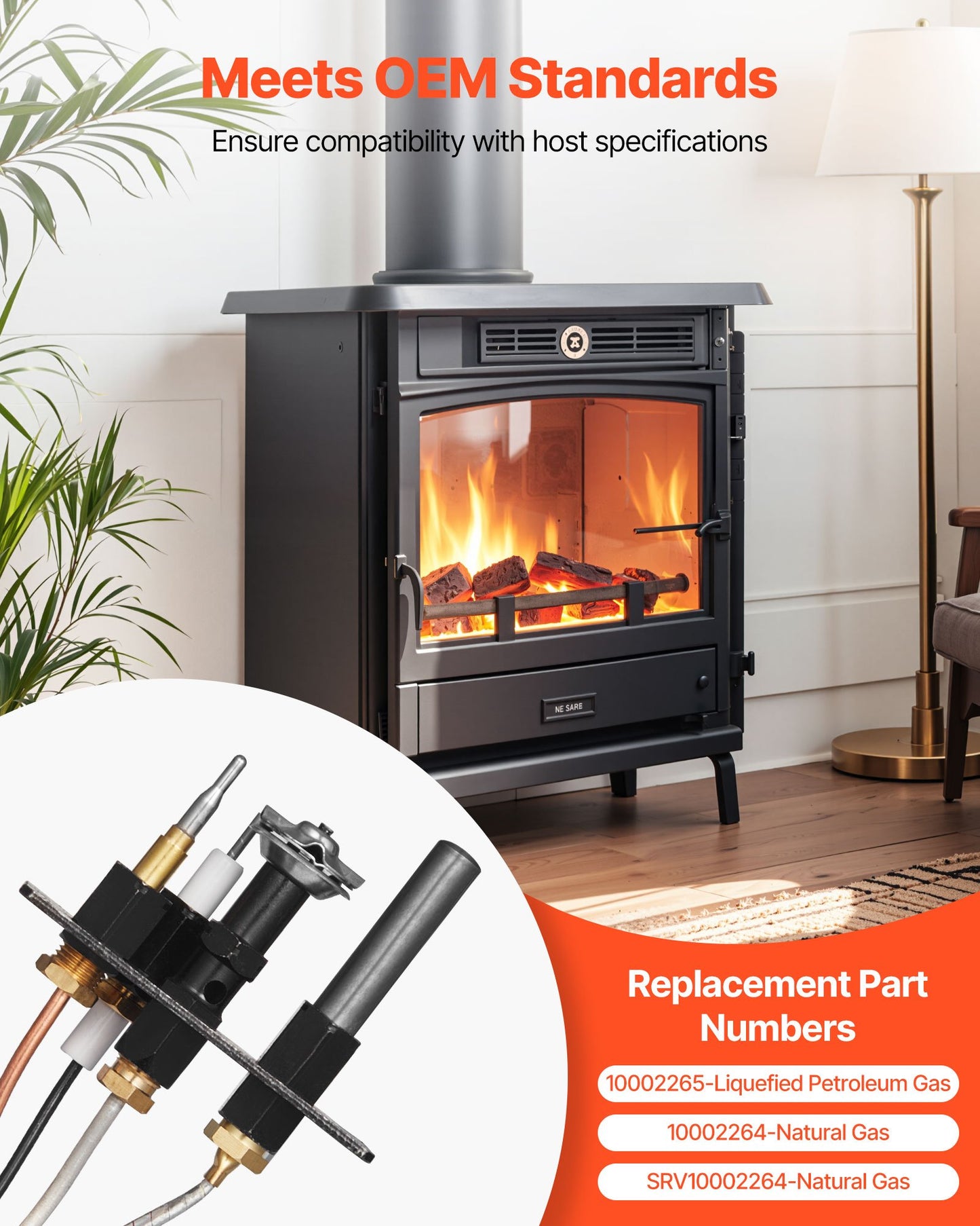 Gaspilotenhet, OE 10002265, 10002264, SRV10002264 Gaspilotenhet för eldstad, utbyte av tändning för naturgas och gasol, passar Majestic, Vermont Castings, Temco, Dutchwest, Monessen, Century