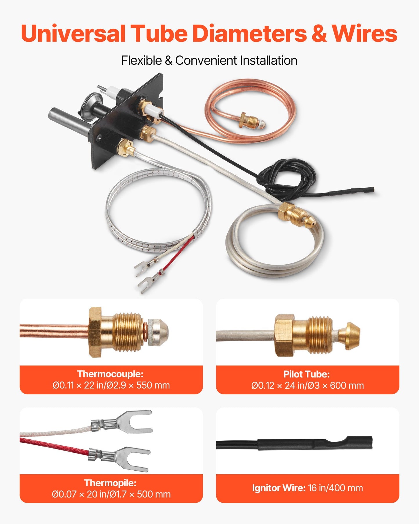 Gaspilotenhet, OE 10002265, 10002264, SRV10002264 Gaspilotenhet för eldstad, utbyte av tändning för naturgas och gasol, passar Majestic, Vermont Castings, Temco, Dutchwest, Monessen, Century