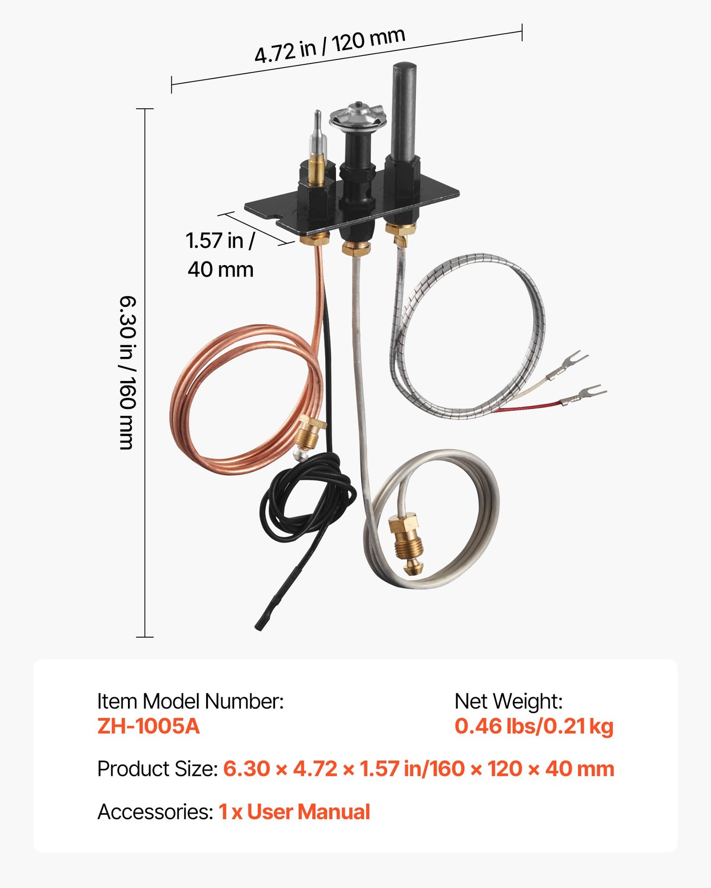 Gaspilotenhet, OE 10002265, 10002264, SRV10002264 Gaspilotenhet för eldstad, utbyte av tändning för naturgas och gasol, passar Majestic, Vermont Castings, Temco, Dutchwest, Monessen, Century