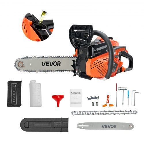 40 cc Gas Chainsaw, 14 inch Gas Powered Chainsaw, 1.8 HP Power Chain Saw with Non-Slip Handle, Gas-Powered Chainsaws with Dual Fuel Tanks, For Wood Cutting, Tree Trimming, and Land Clearing
