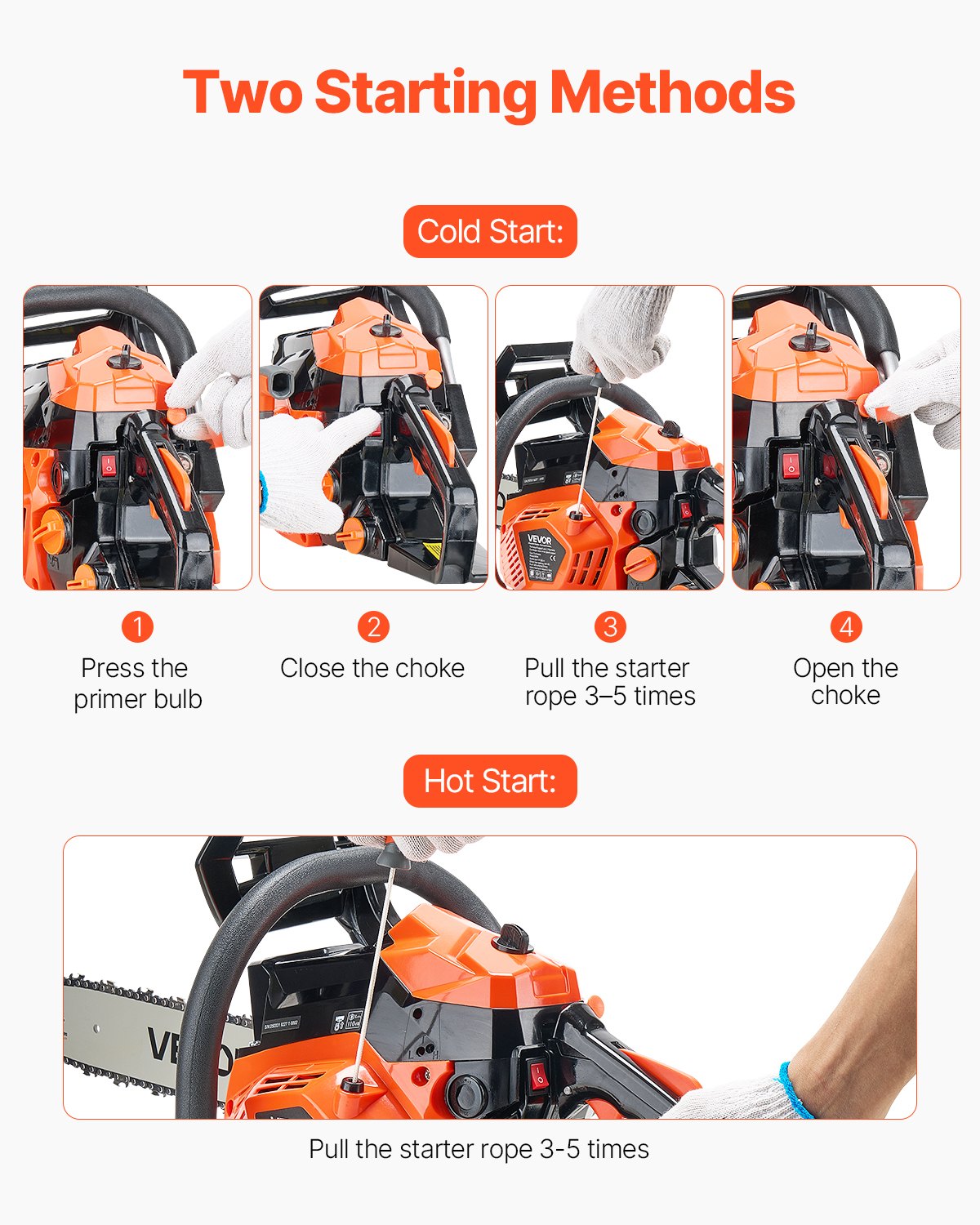 40 cc bensindriven motorsåg, 14 tums bensindriven motorsåg, 1,8 hk motorsåg med halkfritt handtag, bensindrivna motorsågar med dubbla bränsletankar, för vedkapning, trädbeskärning och markröjning