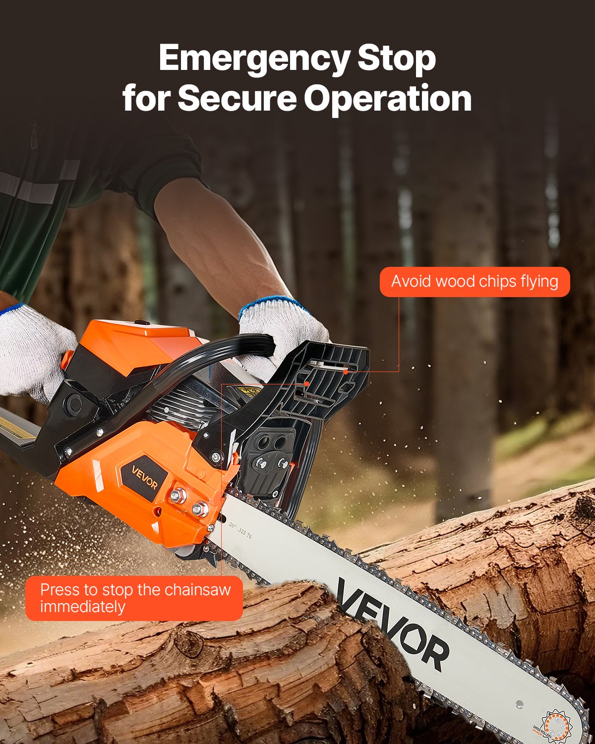 58 cc Gas Chainsaw, 20 inch Gas Powered Chainsaw, 2.7 HP Power Chain Saw with Non-Slip Handle, Gas-Powered Chainsaws with Dual Fuel Tanks, For Wood Cutting, Tree Trimming, and Land Clearing