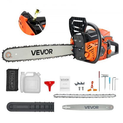 62 cc Gas Chainsaw, 20 inch Gas Powered Chainsaw, 3.6 HP Power Chain Saw with Non-Slip Handle, Gas-Powered Chainsaws with Dual Fuel Tanks, For Wood Cutting, Tree Trimming, and Land Clearing