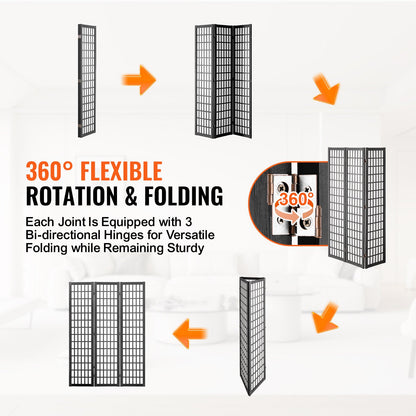 Rumsavdelare, japansk rumsavdelare med 3 paneler, vikbar insynsskydd i trä för inomhusbruk, japanska skiljeväggar, bärbara dekorationsskärmar, för rumsavskiljning, hemmakontor, restaurang och sovrum