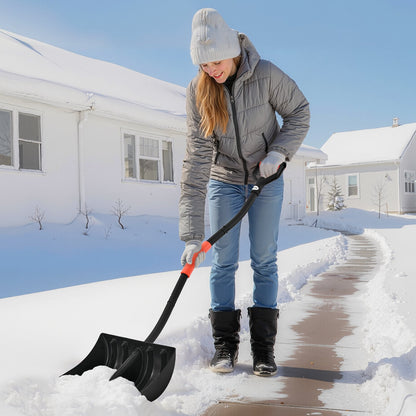 Snow Shovel for Driveway, 42cm Wide Snow Shovel with D-shaped Handles & Aluminum Blade, Large Capacity Snowplow Shovels, Lightweight Snows Removal Tool for Garden Car Camping Outdoors