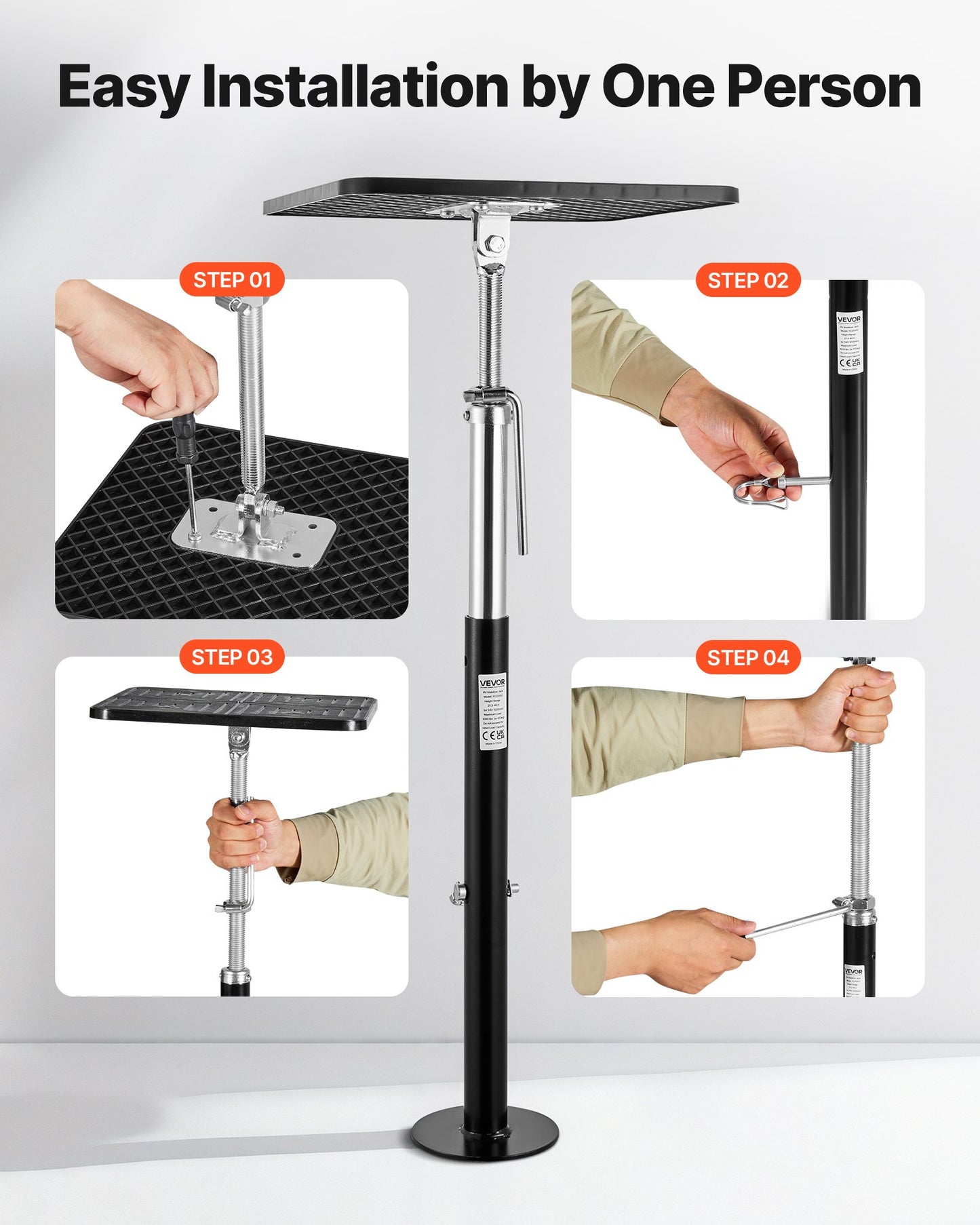 RV Slide Out Support Jack, 2 PCS Camper Slide-Out Leveling Jack, Powder-Coated Steel Support Jacks for RV, Camper, Travel Trailer, Supports Up to 453.59kg, Adjustable from 541.02 to 48 1219.2mm