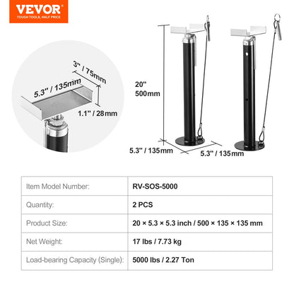 RV Slide Out Support Jacks, 5000 lbs Capacity Each Slide Out Stabilizer, Adjusts from 20"-48" Camper Slide Out Support Jacks, Heavy-duty Slide out Stabilizers for RV, Camper and Travel Trailer