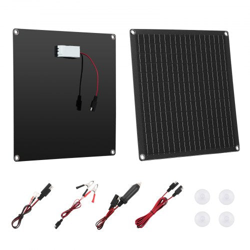 20W 12V Solar Panel Battery Charger, Solar Battery Trickle Charger Maintainer with Built-in Smart Controller & 3 Connection Cables, IP67 Waterproof Portable for RV Car Motorcycle Boat Van Camper