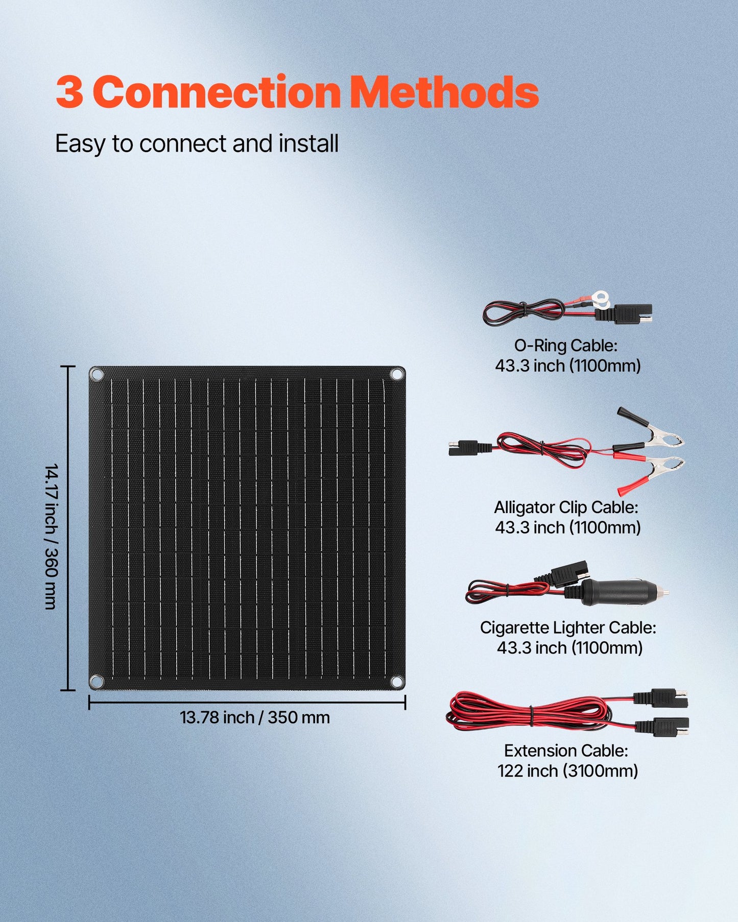 20W 12V Solar Panel Battery Charger, Solar Battery Trickle Charger Maintainer with Built-in Smart Controller & 3 Connection Cables, IP67 Waterproof Portable for RV Car Motorcycle Boat Van Camper
