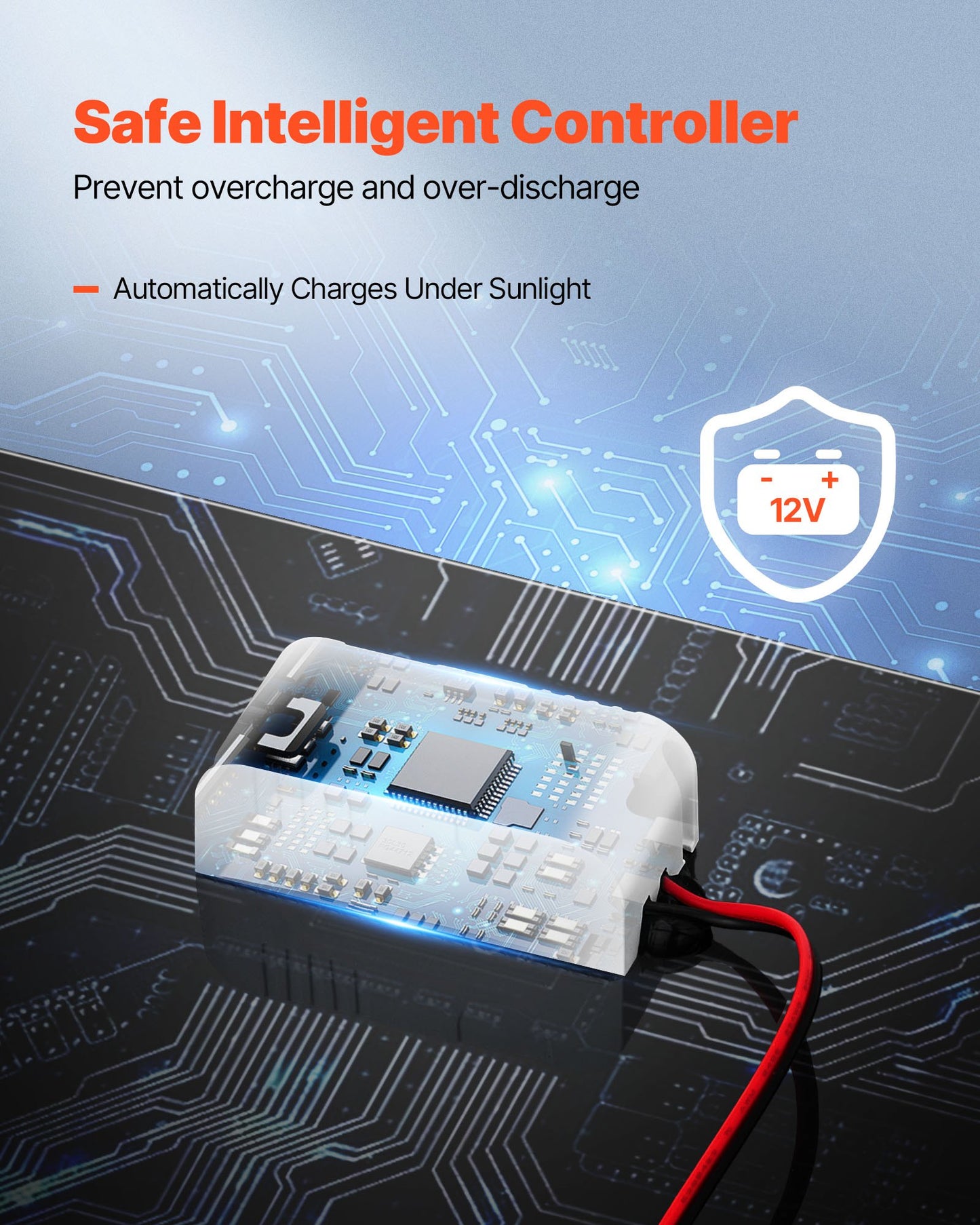 30W 12V solpanelbatteriladdare, solcellsbatteriunderhållsladdare med inbyggd smart styrenhet och 3 anslutningskablar, IP67 vattentät bärbar för husbil, motorcykel, båt, minibuss, husbil