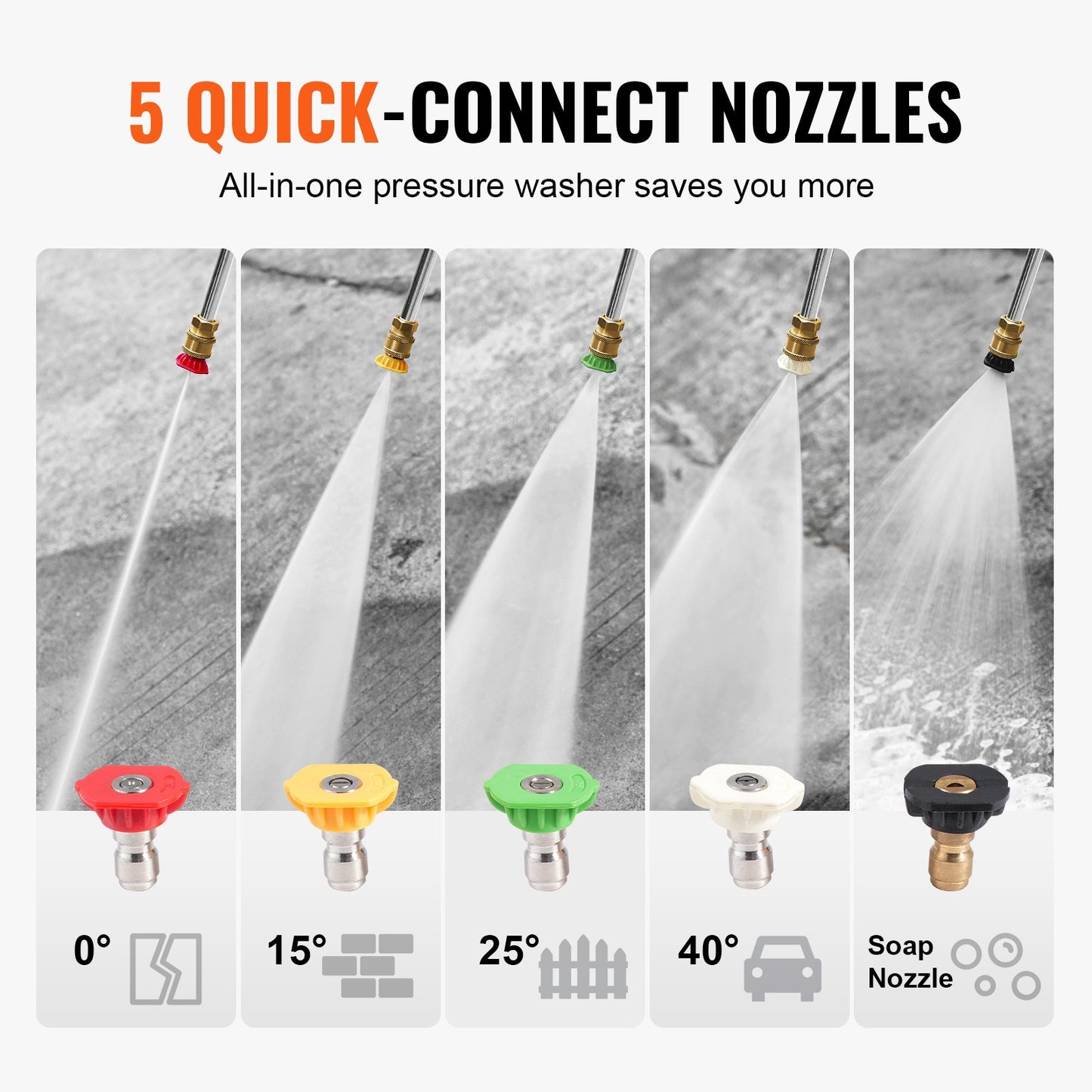 Gas Pressure Washer, 3400 PSI 2.6 GPM, Gas Powered Pressure Washer 10L/min with Aluminum Pump, Spray Gun and Extension Wand, 5 Nozzle Set, for Cars, Fences, Homes, Driveways, Patios, Vertical