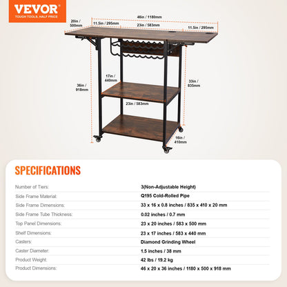 Heat Press Table, 3 Tier Movable Heat Press Stand, Foldable Heat Transfer Machine Stand with Wheels and Vinyl Roll Holder, Rolling Metal Workbench for Sublimation Transfer Machine, Brown