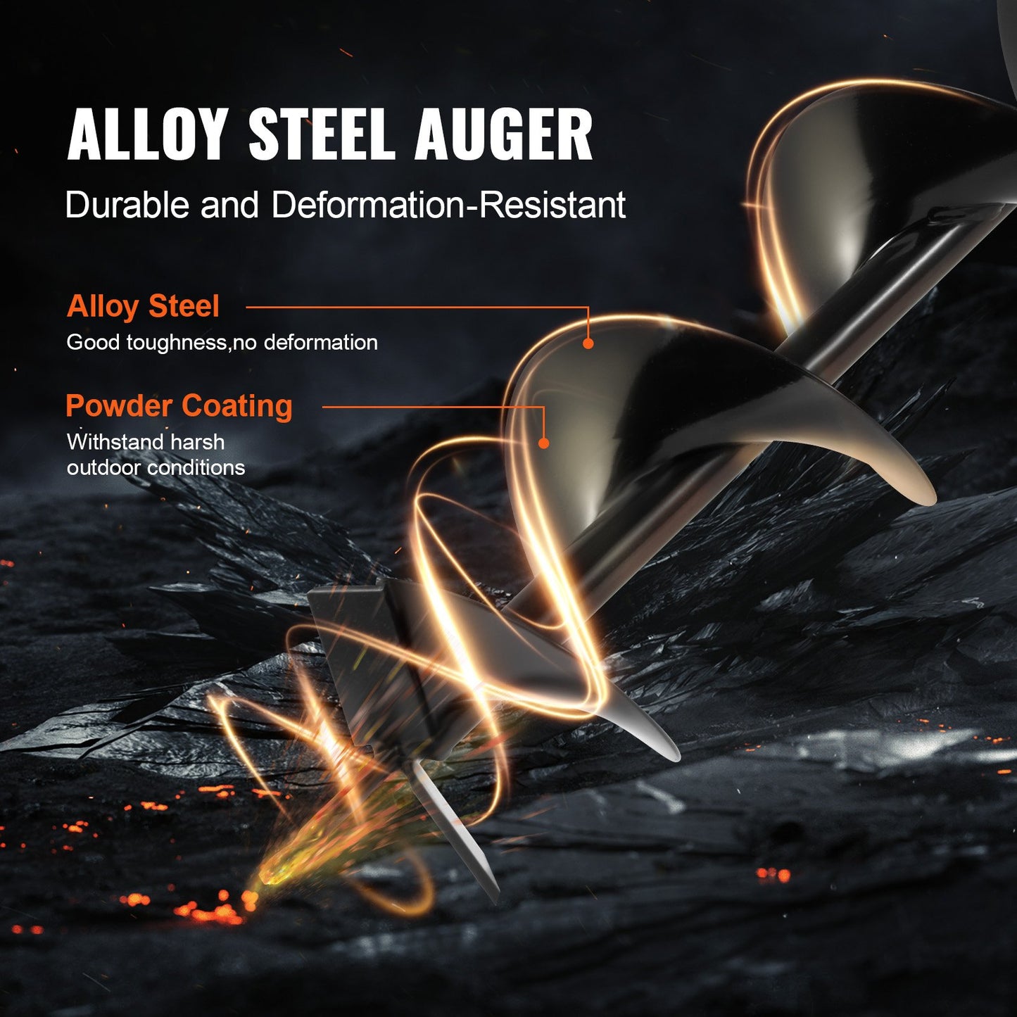 Gas Post Hole Digger 63CC 2400W with 20.3 cm Drill Bits & 1 Extension Rod