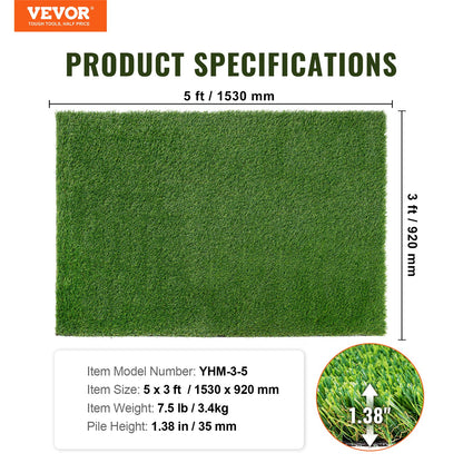 Artifical Grass, 0.9 x 1.5 m Rug Green Turf, 35mm Fake Door Mat Outdoor Patio Lawn Decoration, Easy to Clean with Drainage Holes, Perfect For Multi-Purpose Home Indoor Entryway Scraper Dog Mats