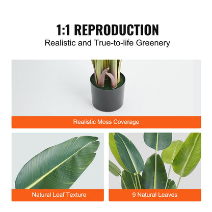 Artificial Birds Of Paradise Tree, 1.5mTall Faux Plant, PE Material & Anti-Tip Tilt Protection Low-Maintenance Plant, Lifelike Green Fake Tree for Home Office Warehouse Decor Indoor Outdoor