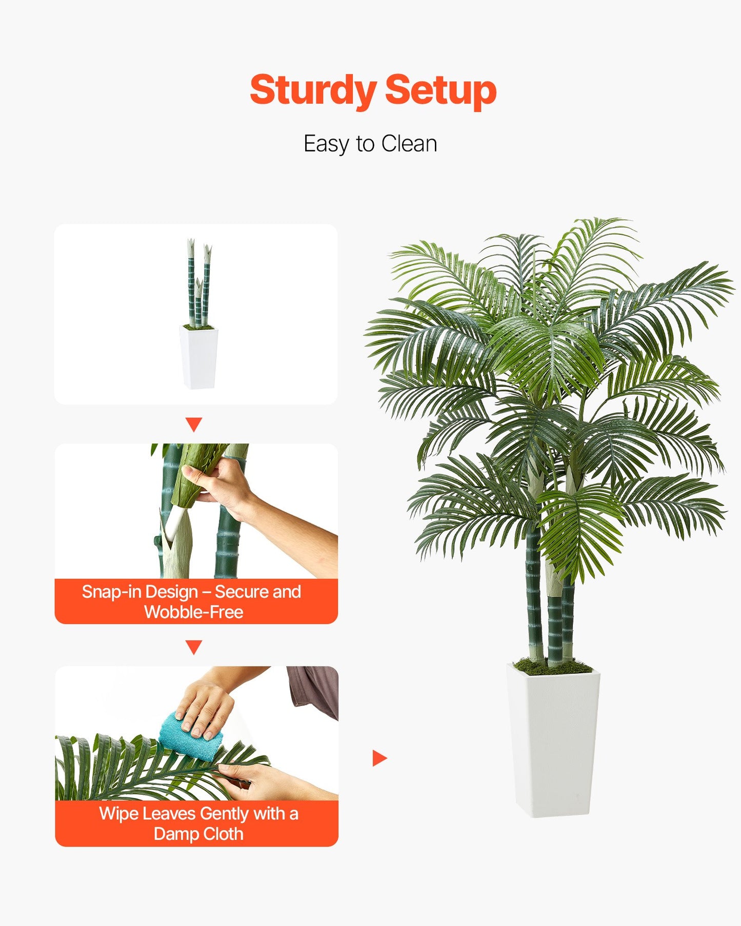 Konstgjord Arecapalm 1829 mm, Konstgjord Palm Tropiska Växter med Vit Hög Kruka, Konstgjord Golvsilkesväxt i Kruka, Stora Träd för Hemmakontor Vardagsrumsinredning Inflyttningsrum, Inomhus Utomhus