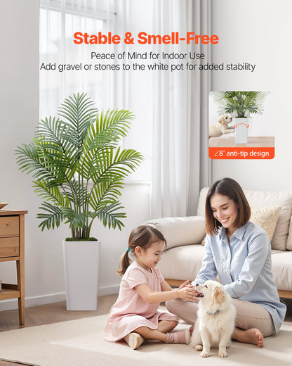 Artificial Areca Palm 1219 mm, 2 Pack Fake Palm Tropical Plants with White Tall Planter, Faux Floor Silk Plant in Pot, Large Tree for Home Office Living Room Decor House Warming, Indoor Outdoor