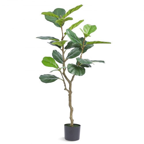 Artificial Fiddle Leaf Fig Tree, 4 FT, Secure PE Material & Anti-Tip Tilt Protection Low-Maintenance Faux Plant, Lifelike Green Fake Potted Tree for Home Office Warehouse Decor Indoor Outdoor