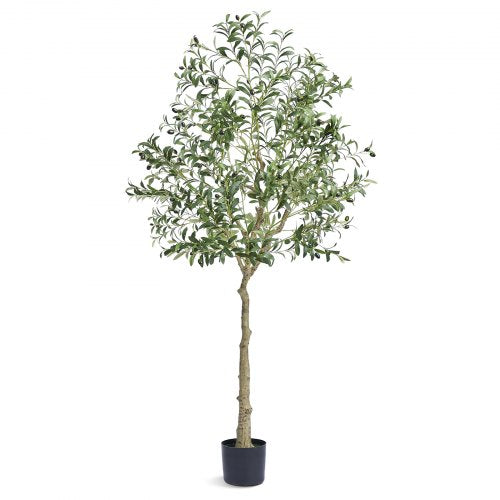 Artificial Olive Tree, 1.8 m Tall Faux Plant, Secure PE Material & Anti-Tip Tilt Protection Low-Maintenance Plant, Lifelike Green Fake Potted Tree for Home Office Warehouse Decor Indoor Outdoor