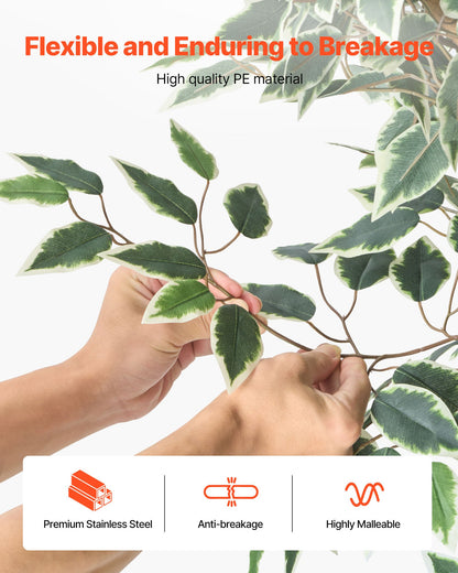 180 cm konstgjord fikusträd med svart kruka, hög konstgjord fikusväxt med naturlig trästam och realistiska gröna blad, konstgjord sidenträd för inomhusbruk för hem, kontor, vardagsrum eller hörninredning