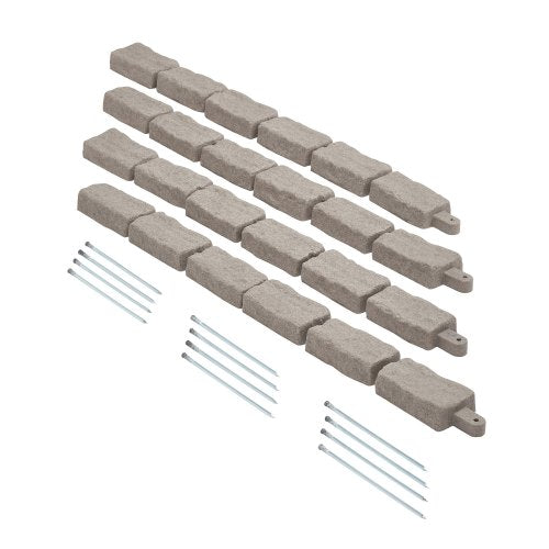Faux Stone Landscape Edging, 46.4 x 2.2 in Realistic Lawn Edging, Flexible Brick-Sized Garden Edging Border with Anchoring Spikes, Fade-Resistant Yard Edging for Driveways Walkway Beige