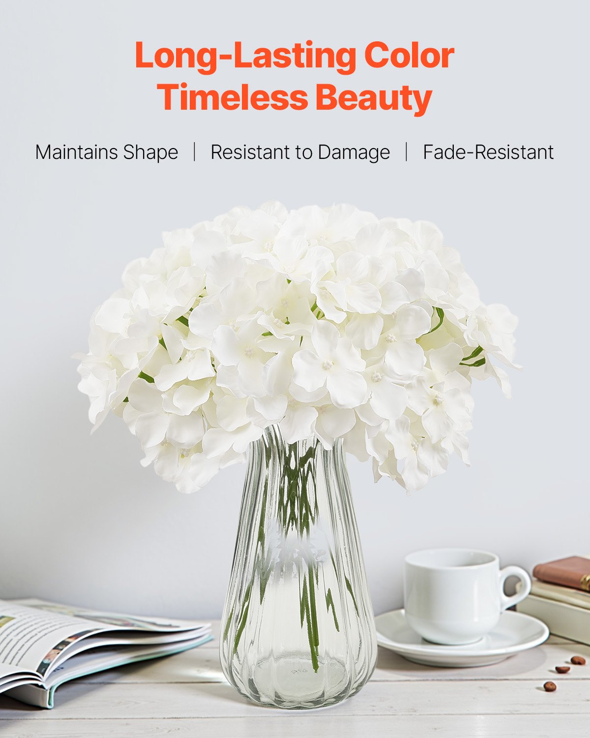 Artificial Flowers, 65 pcs Real Looking White Silk Fake Hydrangea Bulk, White Faux Bridal Shower with Stems for DIY Wedding Bouquets, Home Centerpieces Arrangements, Party Tables Decorations