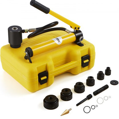 10 Ton Hydraulic Knockout Punch Kit, 1/2" to 2" Conduit Hole Cutter Set, KO Tool Kits with Puncher 6 Piece, Metal Sheet Driver Tools, For Aluminum, Brass, Stainless Steel, Fiberglass and Plastic