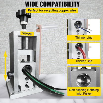 Avisoleringsmaskin, 1,5-40 mm borrdriven, manuell kopparskalare med värmebehandlat stålblad med ultralång livslängd, kompakt och bärbar för återvinning av kabelskrot