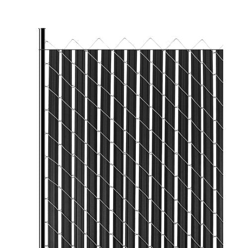 Bottom Locking Privacy Slats, Double-Wall Vertical Bottom-Locking Slats with Wings for Chain-Link Fence, High-Density HDPE Chain Link Slats Ideally Fit 8' High Fence for Garden and Farm(Black)