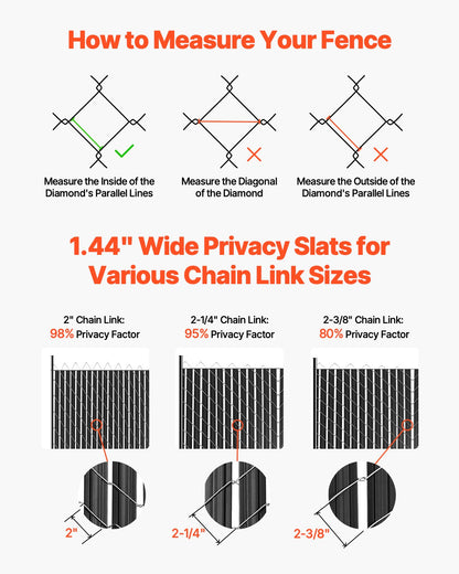 Bottom Locking Privacy Slats, Double-Wall Vertical Bottom-Locking Slats with Wings for Chain-Link Fence, High-Density HDPE Chain Link Slats Ideally Fit 8' High Fence for Garden and Farm(Black)