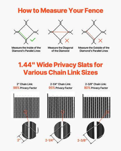 Bottom Locking Privacy Slats, Double-Wall Vertical Bottom-Locking Slats with Wings for Chain-Link Fence, High-Density HDPE Chain Link Slats Ideally Fit 6' High Fence for Garden and Farm(Black)