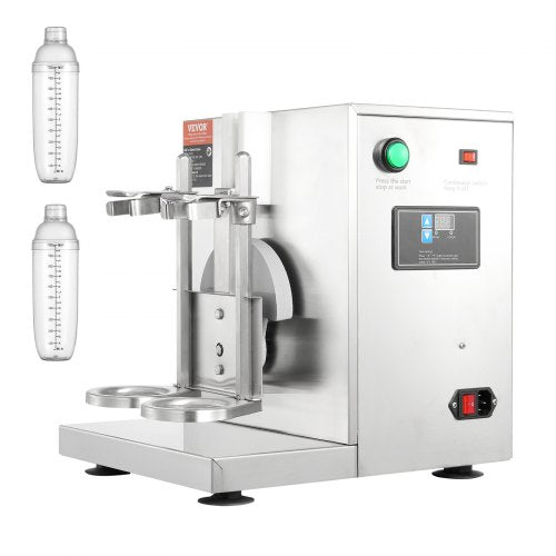 Milkshake Maker Machine, 120W Commercial Milk Tea Shaker Machine, Double Head Milk Shake Mixer Machine, 0-180s Adjustable Milkshake Blender, with 1 L PC Cup, for Milk Tea Store