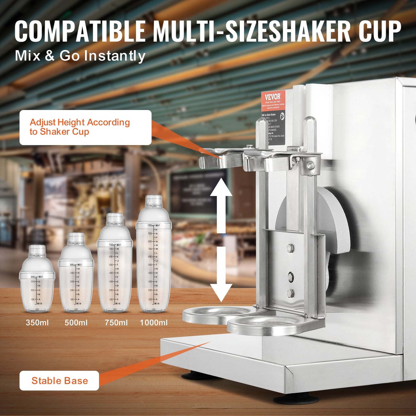 Milkshake Maker Machine, 120W Commercial Milk Tea Shaker Machine, Double Head Milk Shake Mixer Machine, 0-180s Adjustable Milkshake Blender, with 1 L PC Cup, for Milk Tea Store