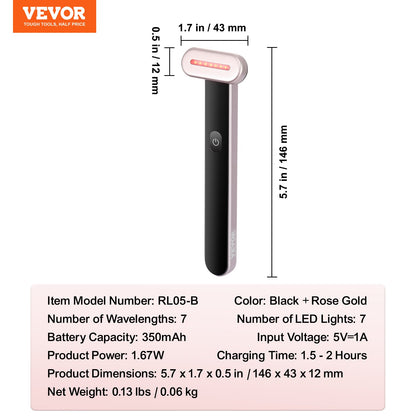Red Light Therapy Wand for Face, 7-Color LED Facial Wand Red Light Therapy Device with Heatig Therapy| Microcurrent Vibrating Massage, Portable LED Beauty Wand for Face, Neck