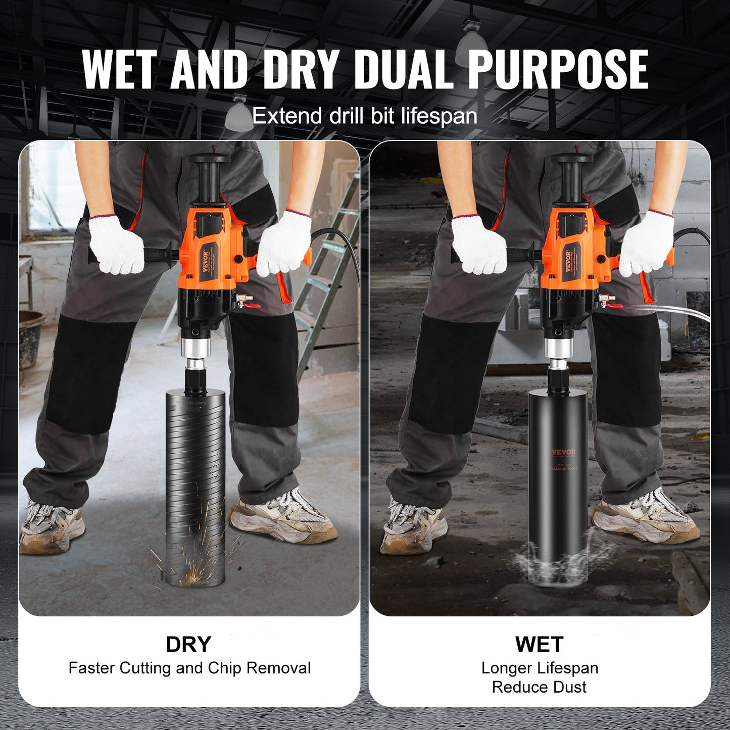 Core Drill Machine 2.03-18 cm Dia 2600W Handheld Core Drill Rig for Mixing