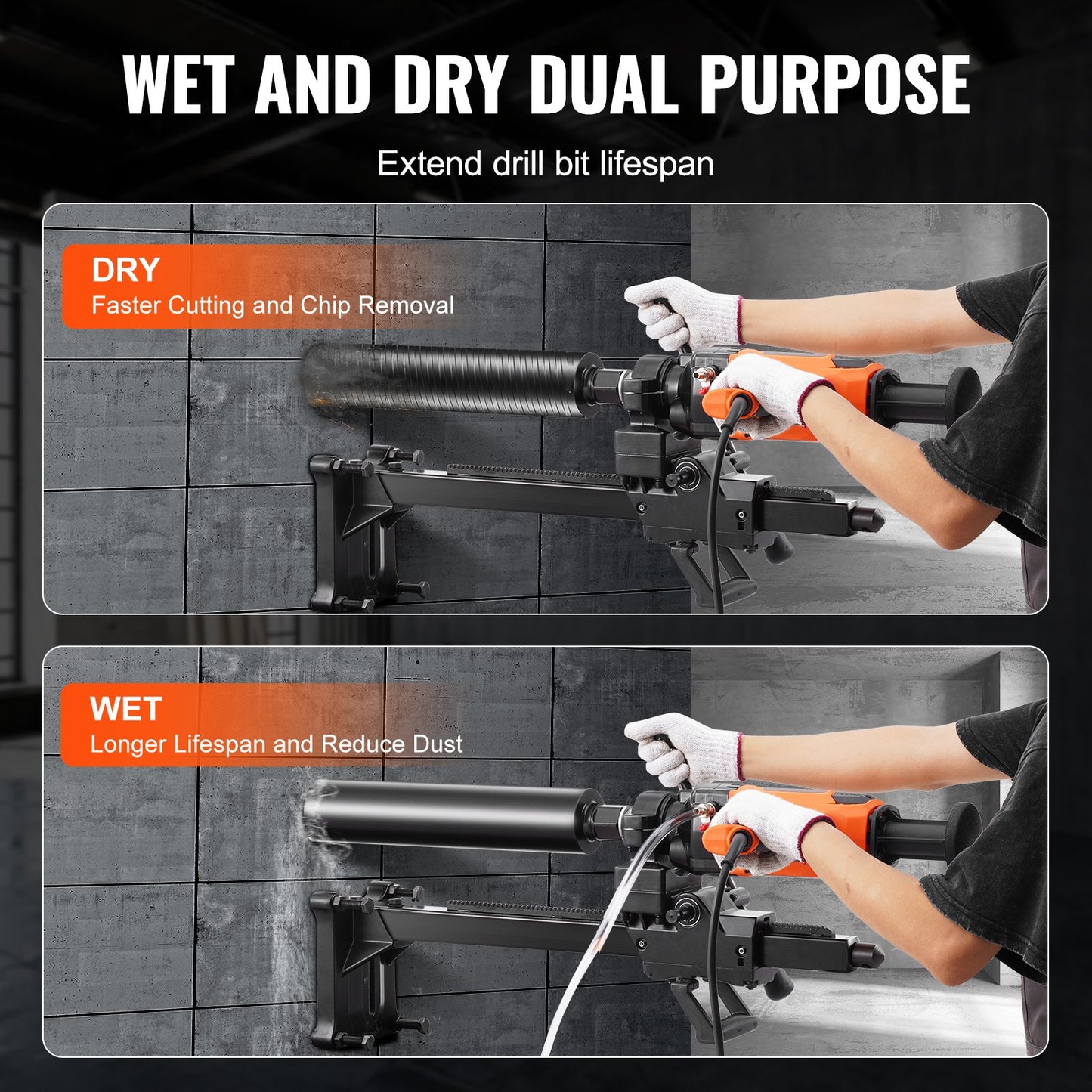 Core Drill Machine 2.03-18 cm Dia 2600W Handheld and Stand Core Drill Rig