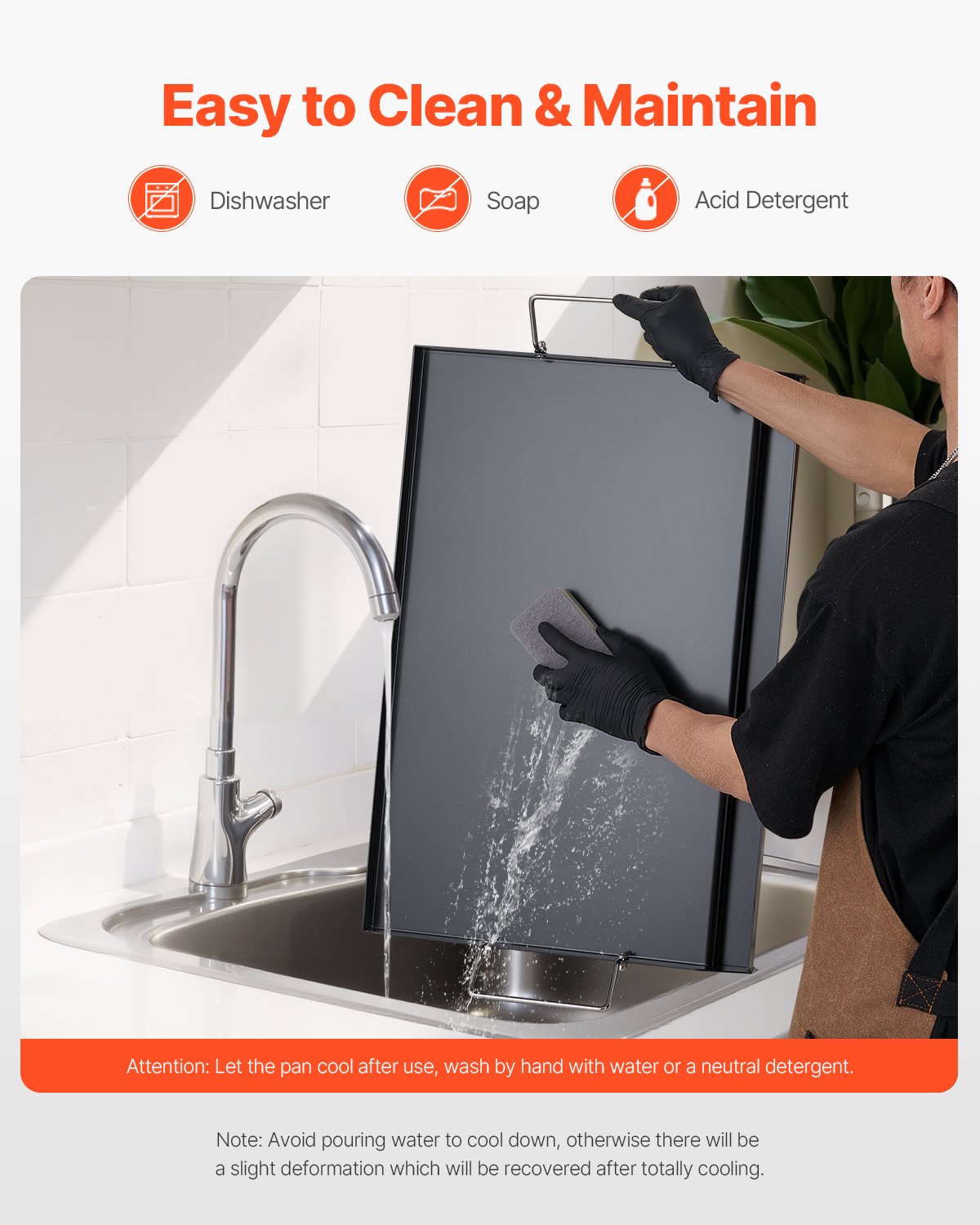 Stekplåt i kolstål, 24x16 tum universal platt rektangulär platta, gasgrillstekplåt för BBQ-grill, teppanyaki, bärbart familjeköksredskap med handtag, för camping, tailgating-fest