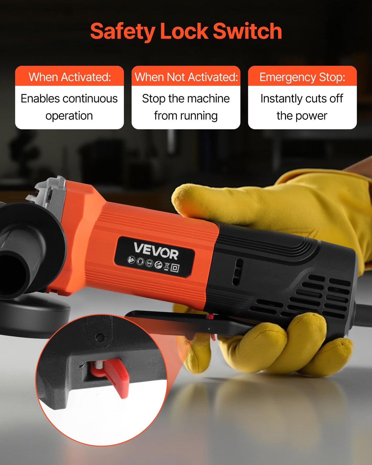 Angle Grinder, 114.3mm Electric Grinder Power Tool, 4.5Amps 12000RPM High-Speed Corded Angle Grinders with Adjustable Dust Guard for Metal Grinding, Cutting, Rust Removal (Disc Not Included)