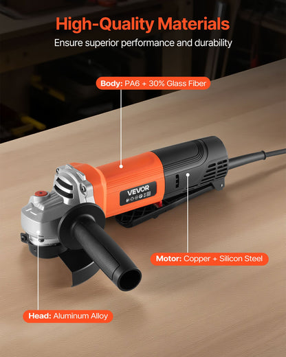 Angle Grinder, 114.3mm Electric Grinder Power Tool, 4.5Amps 12000RPM High-Speed Corded Angle Grinders with Adjustable Dust Guard for Metal Grinding, Cutting, Rust Removal (Disc Not Included)