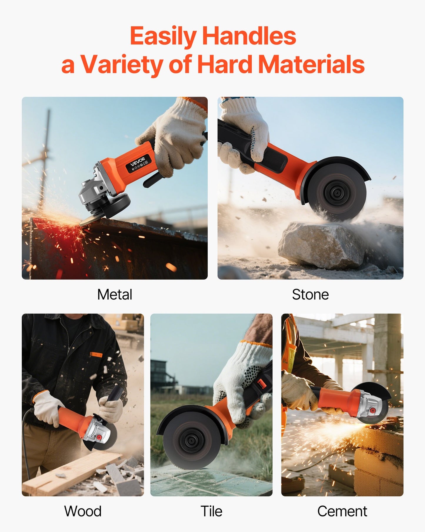 Angle Grinder, 114.3mm Electric Grinder Power Tool, 4.5Amps 12000RPM High-Speed Corded Angle Grinders with Adjustable Dust Guard for Metal Grinding, Cutting, Rust Removal (Disc Not Included)