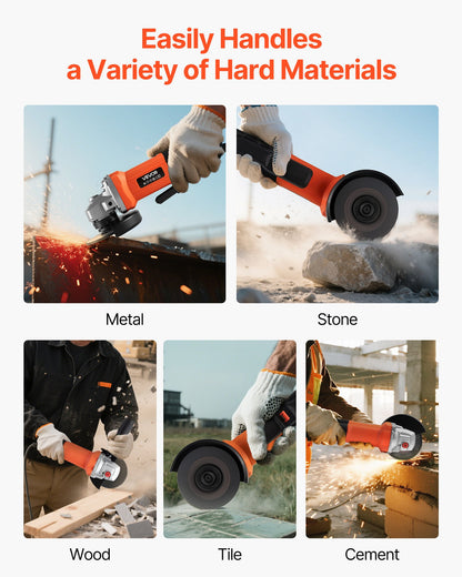 Angle Grinder, 114.3mm Electric Grinder Power Tool, 4.5Amps 12000RPM High-Speed Corded Angle Grinders with Adjustable Dust Guard for Metal Grinding, Cutting, Rust Removal (Disc Not Included)