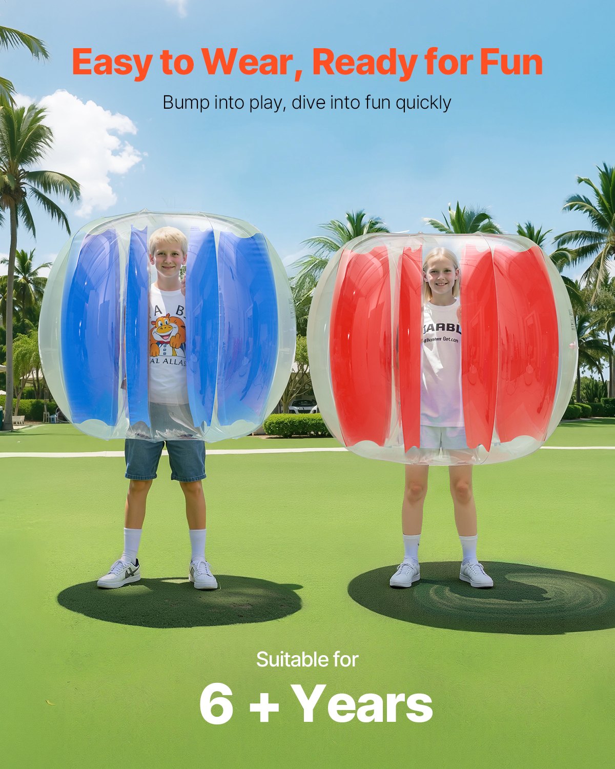 Uppblåsbara bumperbollar 2-pack, 4FT/1.2M Body Sumo-boll, hållbar tjock PVC-mänsklig hamster-bubbelknackare för utomhussporter, Bopper-leksak för trädgård, gårdspark, röd och blå