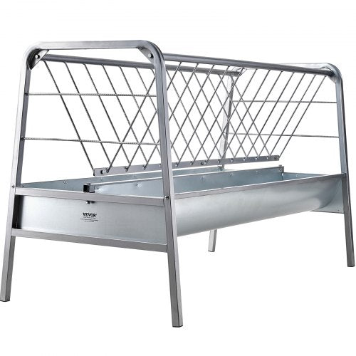 Höfoder för boskap, 2-i-1 spannmåls- och höfoderare, betesfoderare med kapacitet på 80 gallon, 59" lång gethöfoderare med djupare utfodringstråg, kraftig stålhållare för spannmål och hö för fårgårdar