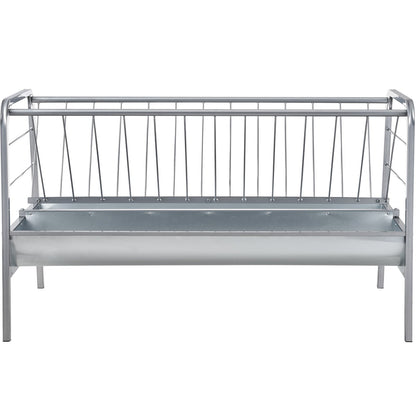 Livestock Hay Feeder, 2 in 1 Grain & Hay Feeder, 80-Gallon Capacity Pasture Feeder, 59" Long Goat Hay Feeder with Deeper Feeding Pan, Heavy Duty Steel Grain & Hay Holder for Sheep Farms Sheds