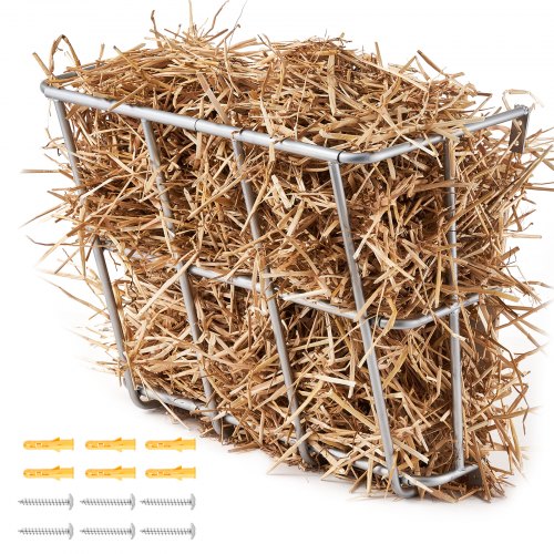 Livestock Hay Feeder, 18.5 Gallons Large Capacity, Heavy-Duty Steel Goat Hay Rack, 24.4" Long Wall Mounted Horse Hay Holder, Multiple Sided Feeding Rack for Sheep Farm Livestock Indoor Outdoor