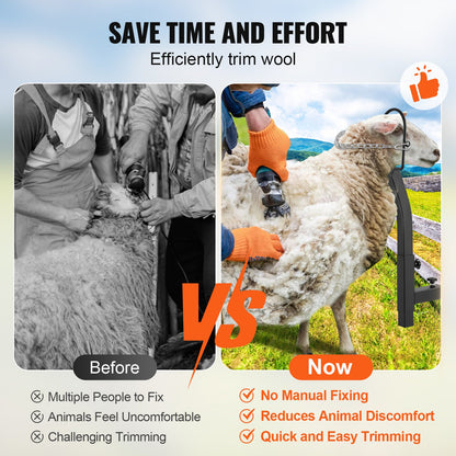 Stativ för boskapsklippning, get- och fårställ 23-30 cm, justerbar höjd 0-13 cm, bredd, metallställ för getmjölkning och klippning, fäste för näsögla, huvudstycke, svart